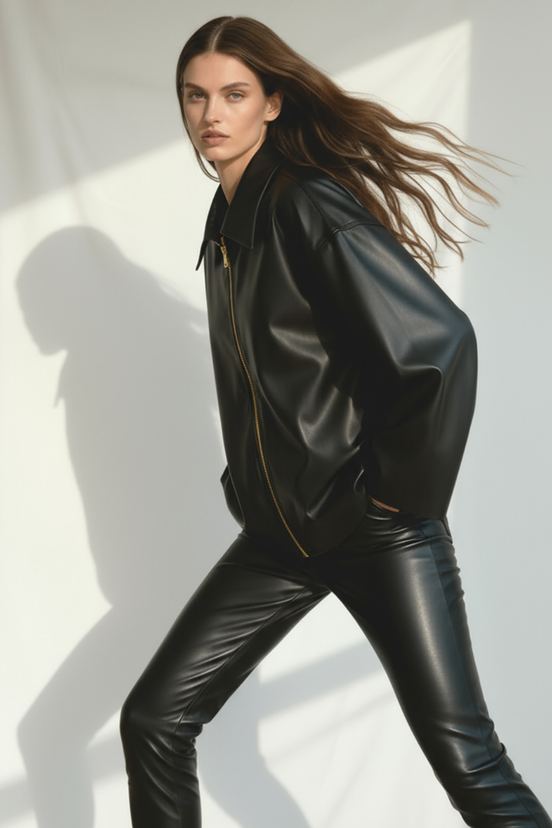 Geaca din piele cu fermoar Leather Icon
