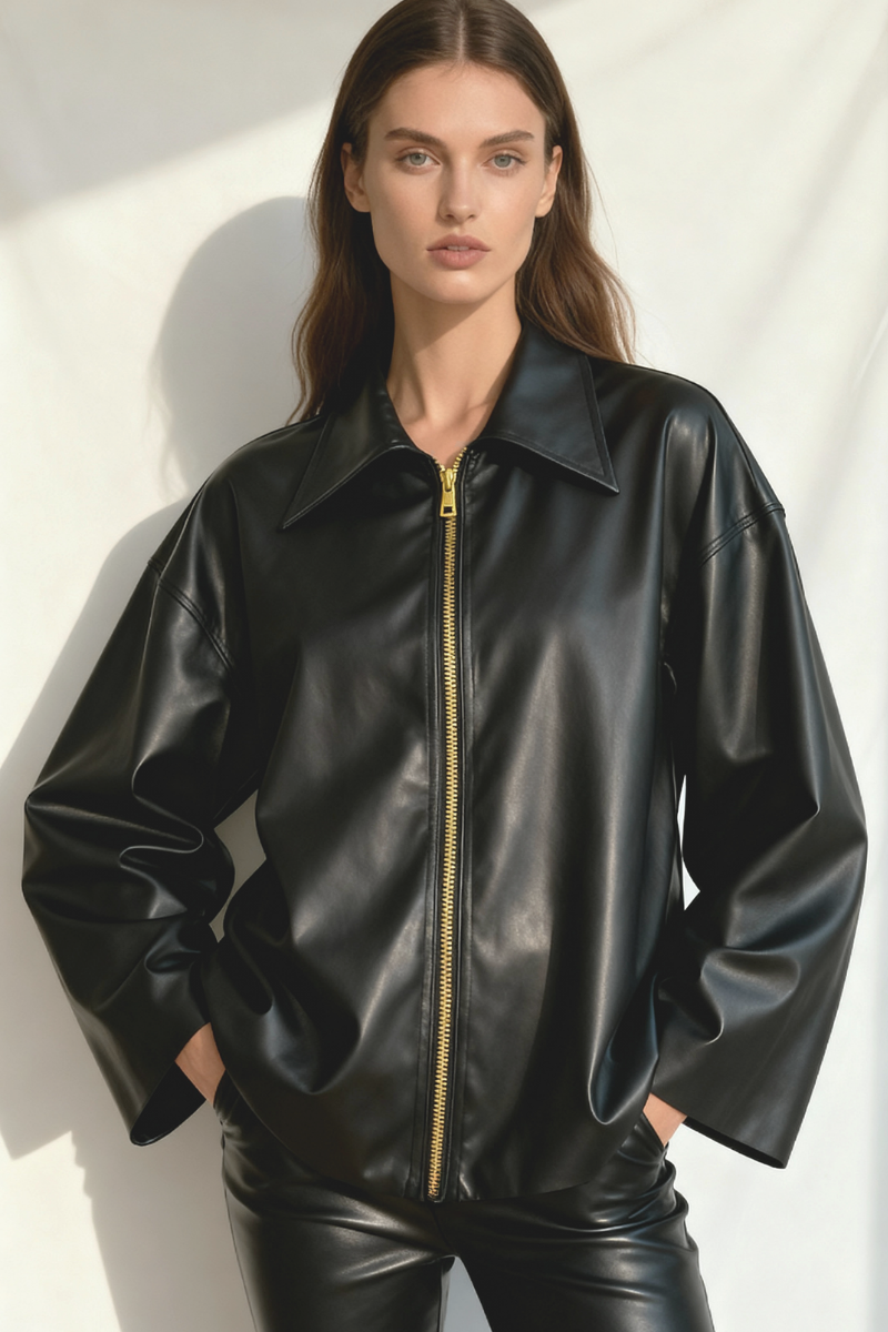 Geaca din piele cu fermoar Leather Icon