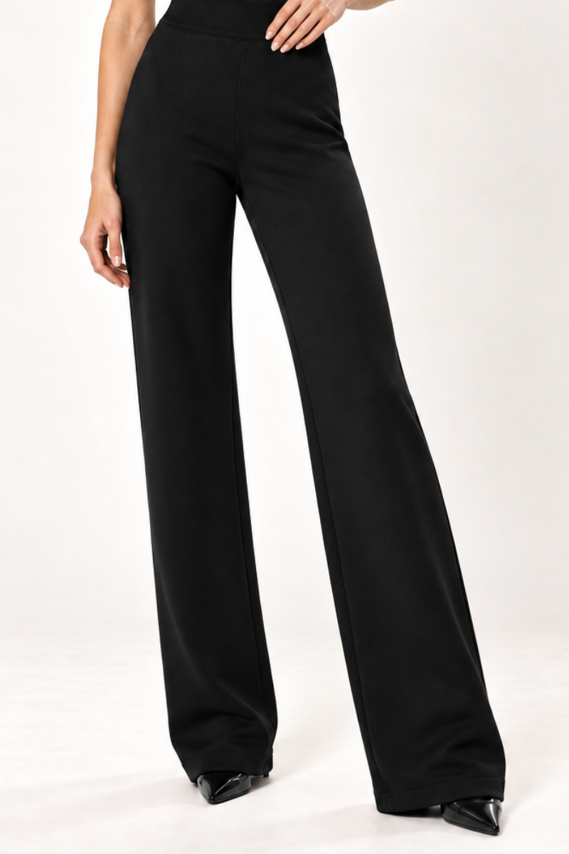 Pantaloni din bumbac cu talie inalta si croiala dreapta "Michaela" Sugar Couture - Negru
