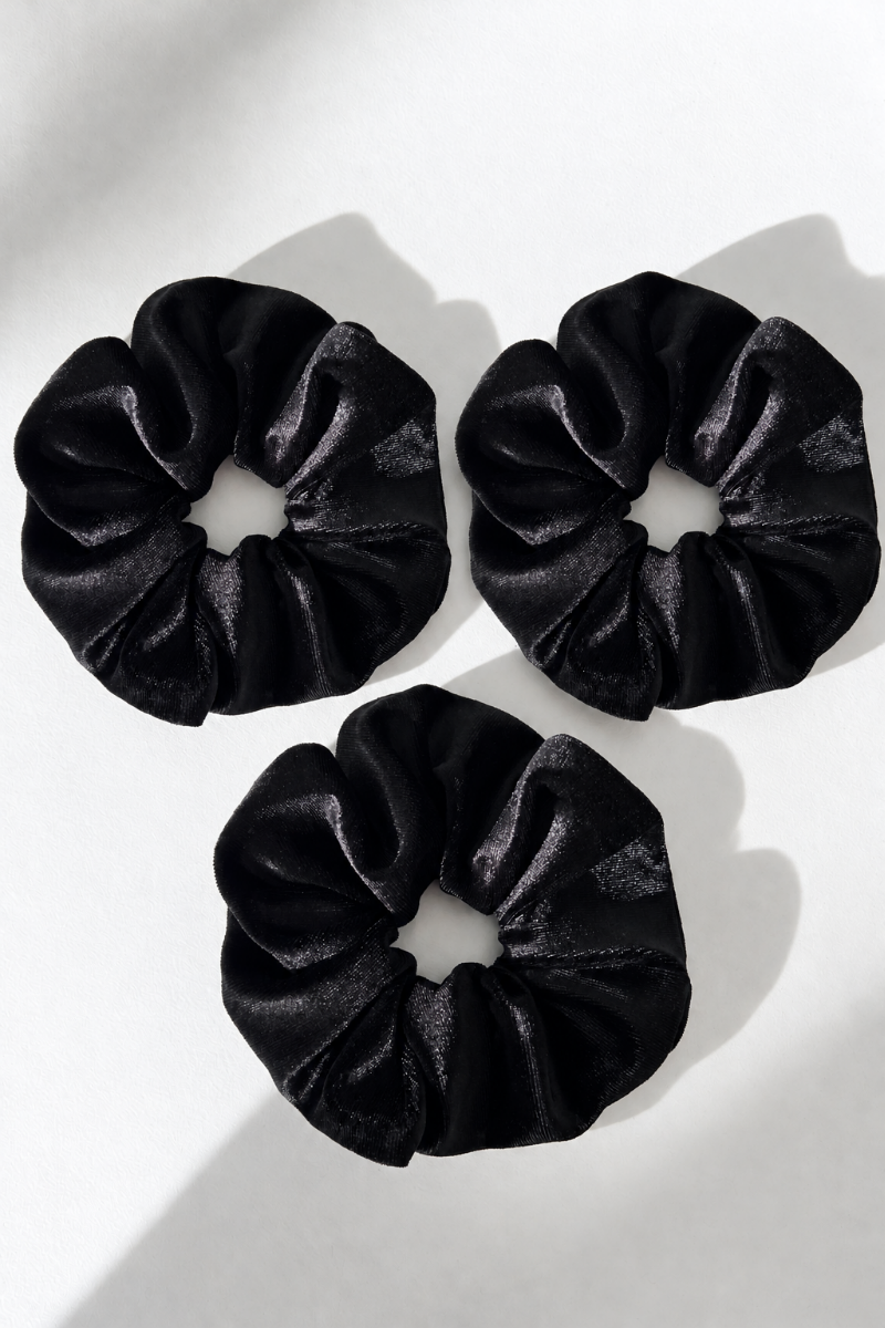 Set 3 Scrunchie Elastic de Par Handmade Catifea Velveto Sugar Couture -Negru
